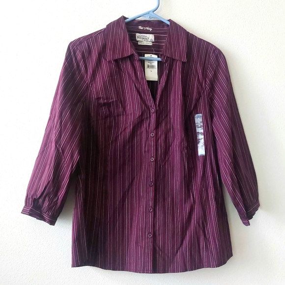 Old Navy Tops - 🌷3/$20🌷NWT Old Navy Perfect Fit Stretch Button-Down 3/4 Sleeve Blouse